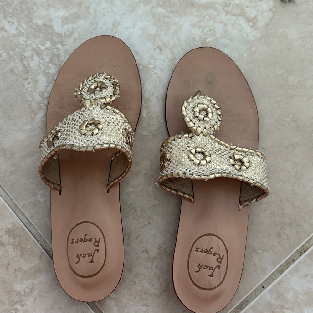 Jack Rogers Metallic Gold Slide Sandals